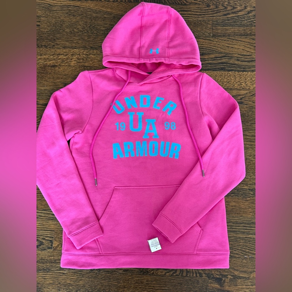 Under Armour Vibrant Pink Hoodie with Blue Accents